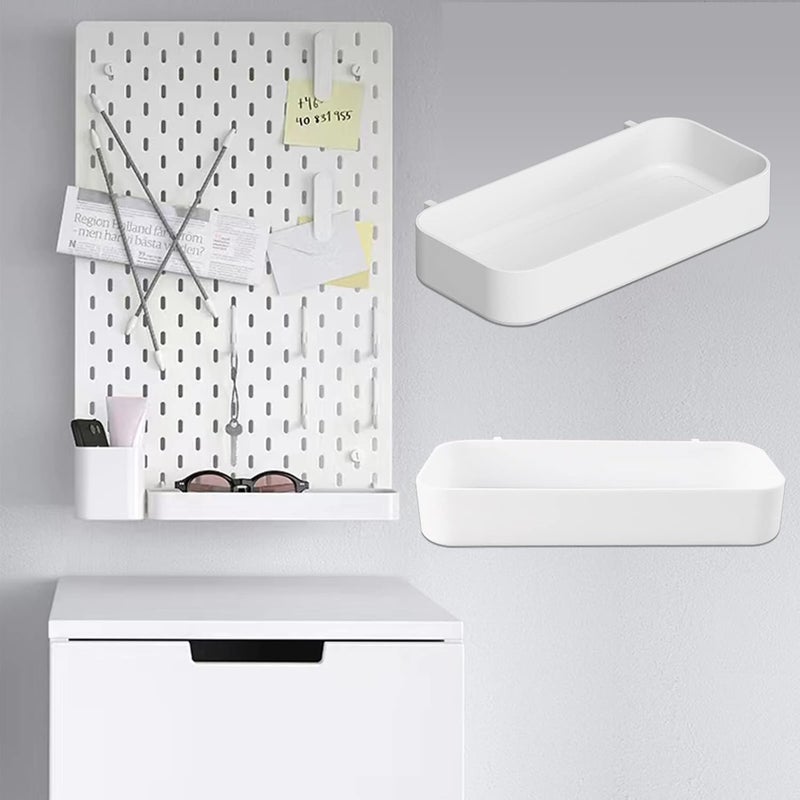 Chris.W 2Pack Pegboard Trays & Bins - White Pegboard Shelf & Spice Holder (7.5" x 3.5" x 1.2") - Compatible with IKEA Skadis - Image 4